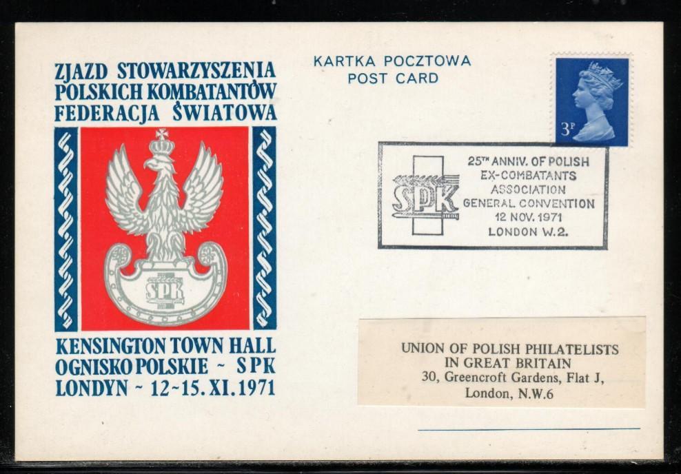 GB POLONICA 1971 25TH ANNIV OF SPK EX COMBANTANTS ASSOCIATION WW2 World War 2 Army Navy Airforce Poland Polska Pologne - Covers & Documents