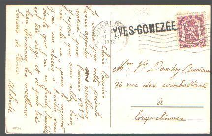 479 Op Postkaart Met Naamstempel  YVES-GOMEZEE - Lineari