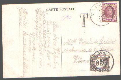 195 Op Postkaart Met Cirkelstempel ST-SAUVEUR Op 16/8/26 Naar VILVOORDE , TX 34 Aangebracht - 1922-1927 Houyoux