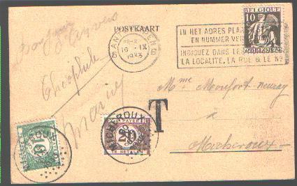 337 Op Postkaart, Stempel ANTWERPEN Op 16/09/33  , Met TX 33+34 Met Cirkelstempel MICHEROUX - 1932 Cérès Et Mercure