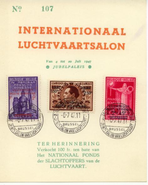 INTERNATIONAAL LUCHTVAARTSALON : 4 Tot 20 Juli 1947  :  LP 21A*23A - Covers & Documents