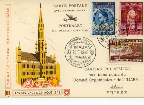 COURRIER SPECIAL BRUXELLES - BALE : 21 à 290AOUT 1948  - IMABA :  PR 83*5 - Autres & Non Classés