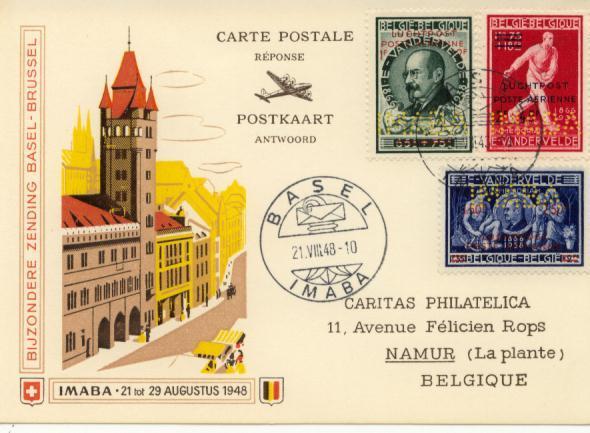 COURRIER SPECIAL BRUXELLES - BALE : 21 à 290AOUT 1948  - IMABA :  PR 85*7 - Other & Unclassified
