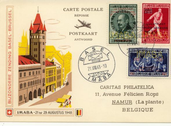 COURRIER SPECIAL BRUXELLES - BALE : 21 à 29 AOUT 1948  - IMABA :  PR 95*7 - Autres & Non Classés