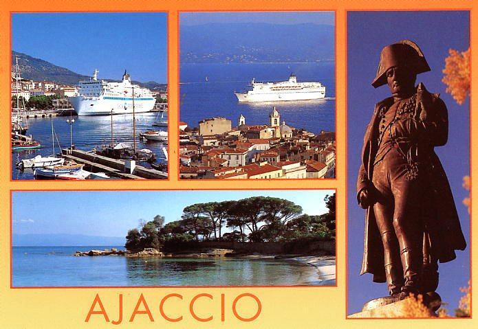 Corse Ajaccio Multivues Avec Napoleon Bonaparte Et Bateaux SNCM - Ajaccio