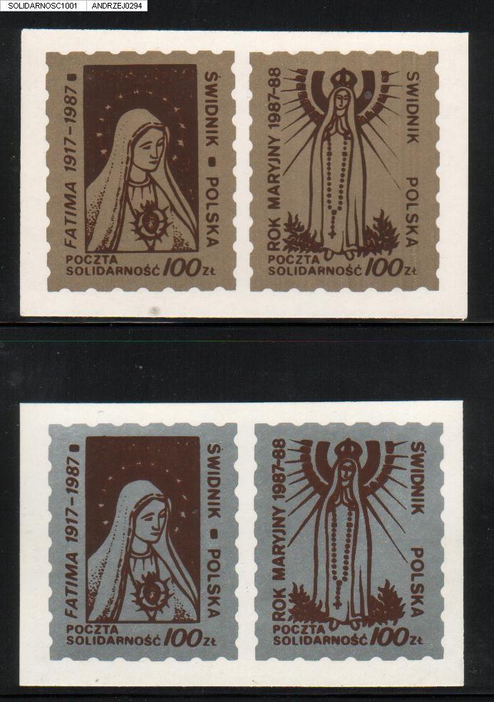 POLAND SOLIDARNOSC MARIAN YEAR 1987 SET OF 2 MS (SOLID1001) - Solidarnosc Vignetten