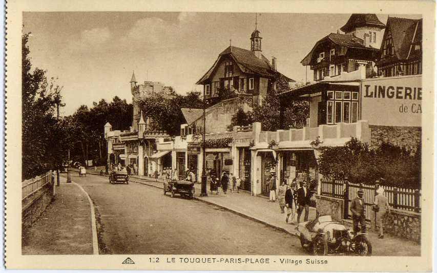 LE TOUQUET-PARIS-PLAGE-- VILLAGE SUISSE( Animation)-jolie Carte- PUB - Voitures-- - Le Touquet