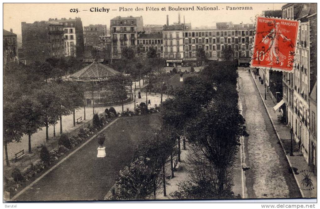 CLICHY - Place Des Fêtes Et Boulevard National. Panorama - Clichy