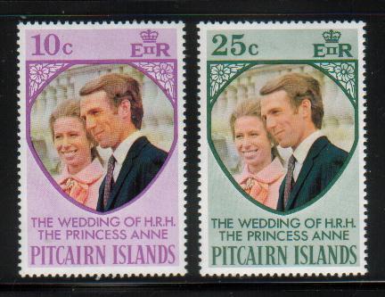 PITCAIRN 1973 ROYAL WEDDING SET OF 3 NHM - Pitcairn Islands