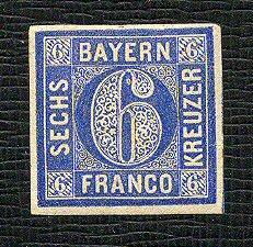 GERMANY, BAVARIA - RARE ESSAY/TRIAL 6 KREUZER BLUE ! - Postfris