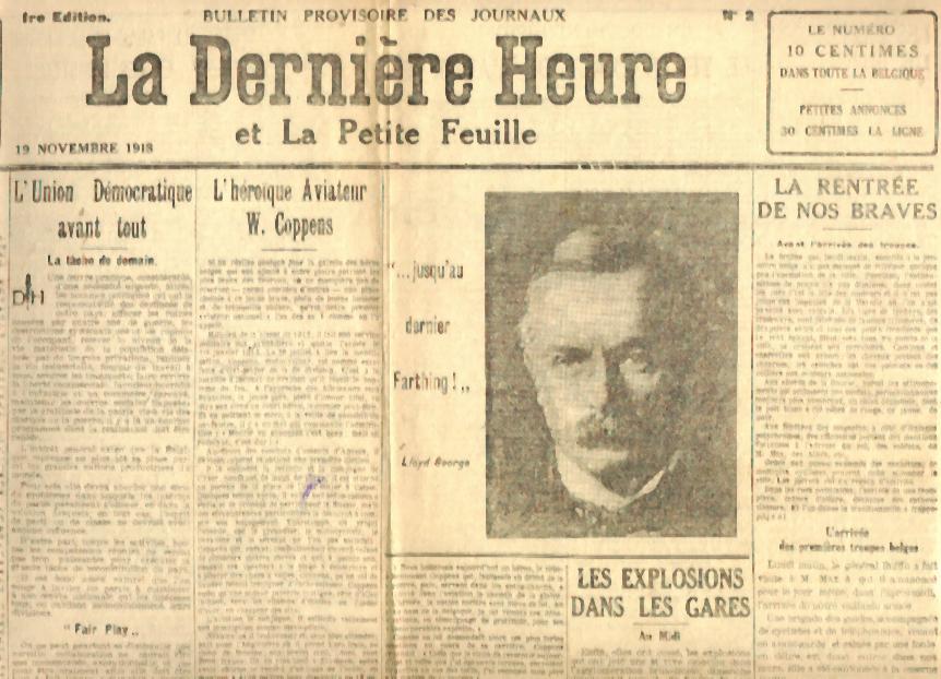 La Dernière Heure Et La Petite Feuille - N°2 Du 19/11/1918 Willy Coppens Gares Explosions Armistice Football - Documents Historiques
