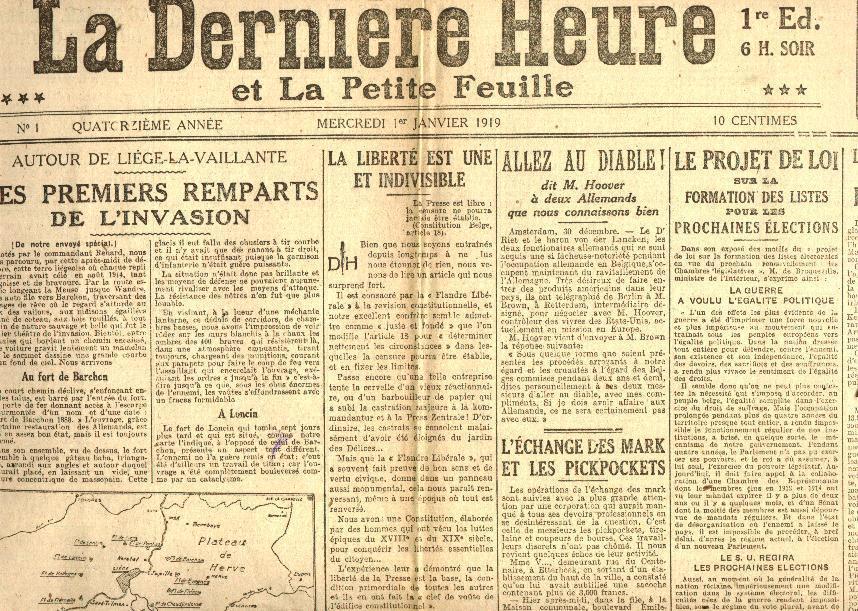 La Dernière Heure Et La Petite Feuille 1/1/1919 Liège Spartakiste Theodor Élections - Documents Historiques