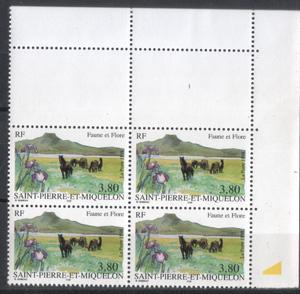 Timbres De St. Pierre & Miquelon Bloc De 4 Tp ** Faune Et Flore 1998 Coin De Feuille Superbe Cote 10.00 € à Moins De 50% - Altri & Non Classificati