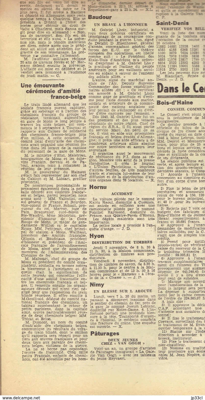 La Dernière Heure, 31/10/1946 Léopold III Mons Sanna Lucia Bois-d'Haine Morlanwelz Charleroi Houffalize Stanley Matthews - Historical Documents