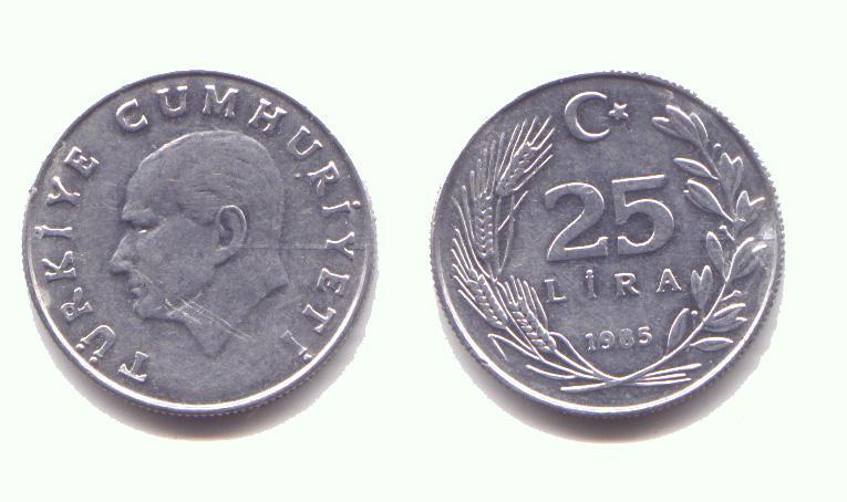 25 LIRA 1985 - Turquie