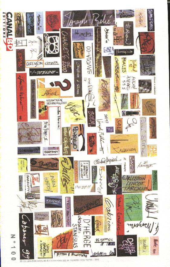 Exlibris  CANAL BD 100 ES AUTEURS DES 99 HORS TEXTES - Illustrators A - C