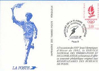 Souvenir Philatélique:parcours De La Flamme Olympique 14/12/1991 - Invierno 1992: Albertville