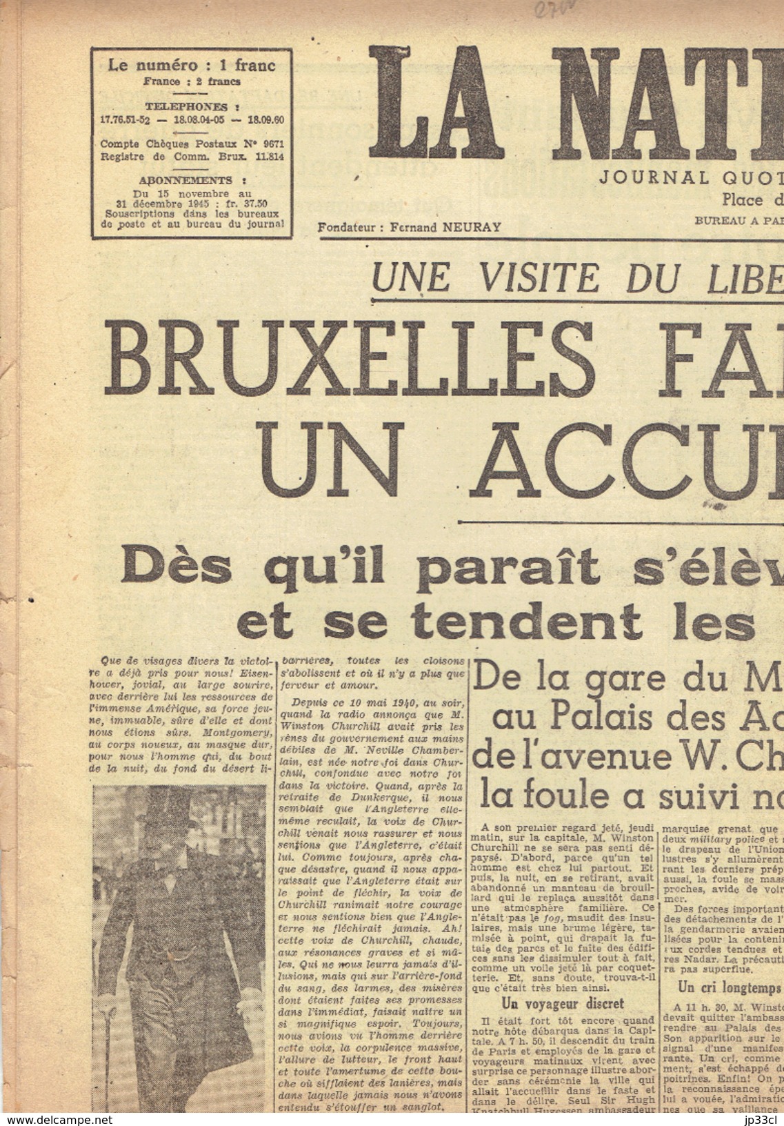 NATION BELGE 16/11/1945 Churchill Indonésie Cobra Félix Gouin Nuremberg Yvan Roy Antwerp Malines Preys Lagrand - Andere & Zonder Classificatie