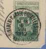 110 Op Postkaart Met Treinstempel NAMUR(NAMEN)-MANAGE-BRUXELLES(BRUSSEL) OP 6/8/12 + Franse Strafportzegel (taxe) - 1912 Pellens