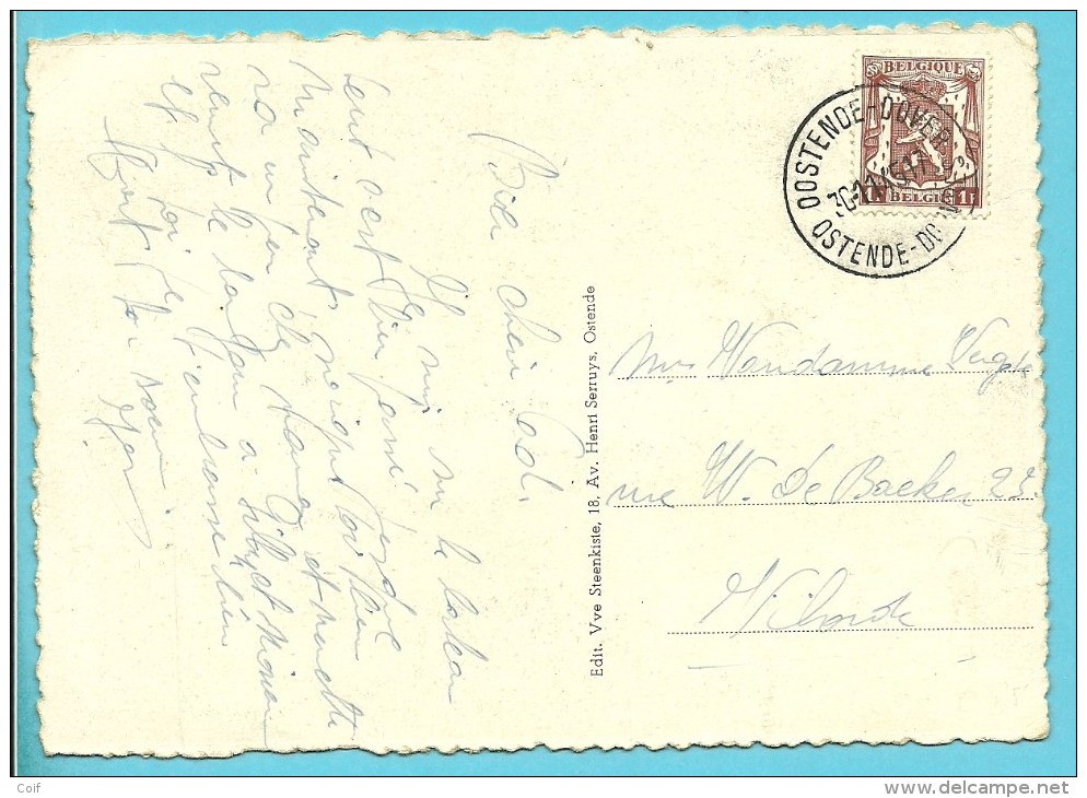 715 Op Postkaart "Ostend The Mail "Prince Albert"" Met Stempel OOSTENDE-DOUVER / OSTENDE-DOUVRES Op 30/11/45 - 1935-1949 Kleines Staatssiegel