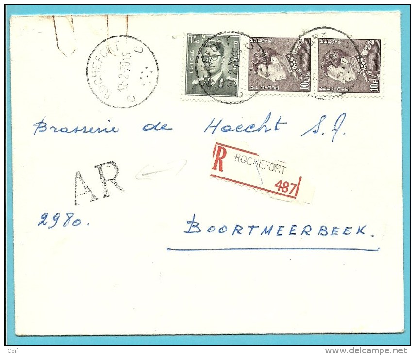 848a(2)+924 Op Aangetekende-AR Brief, Cirkelstempel ROCHEFORT Op 10/2/70 - 1936-51 Poortman