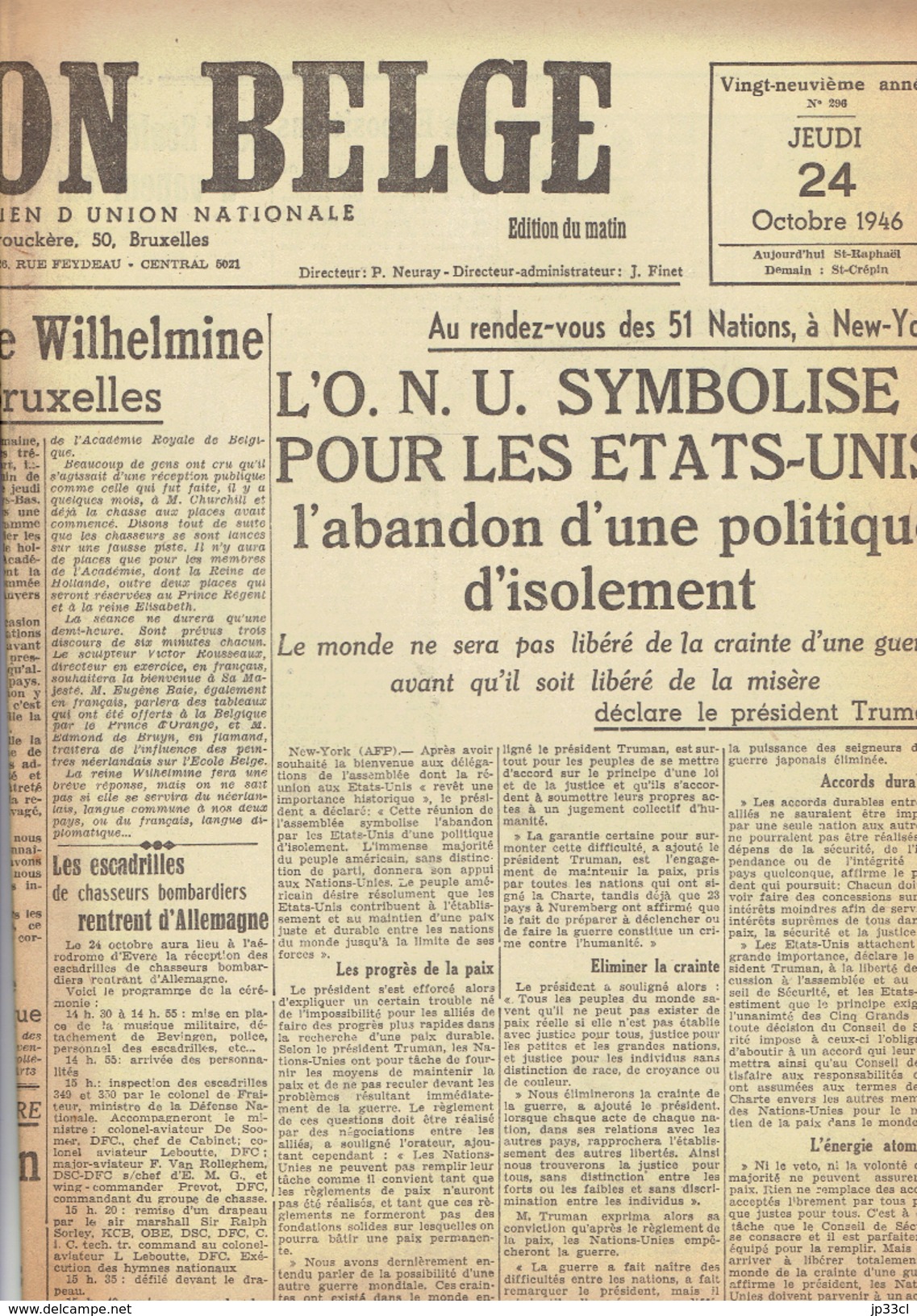 NATION BELGE 24/10/1946 Wilhelmine Colin Deveze Meeuwissen Van Der Straeten-Ponthoz Van Zandyke Rutz MRP Tamise Scaldis - Autres & Non Classés