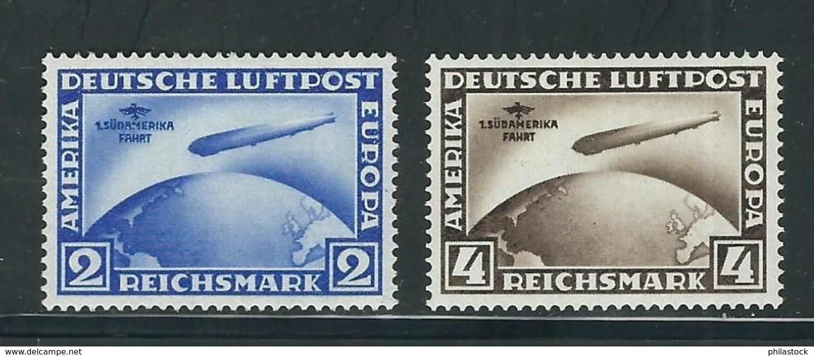 ALLEMAGNE EMPIRE POSTE AERIENNE Nº 38 & 39  ** ZEPPELIN Signes A. Brun - Airmail & Zeppelin