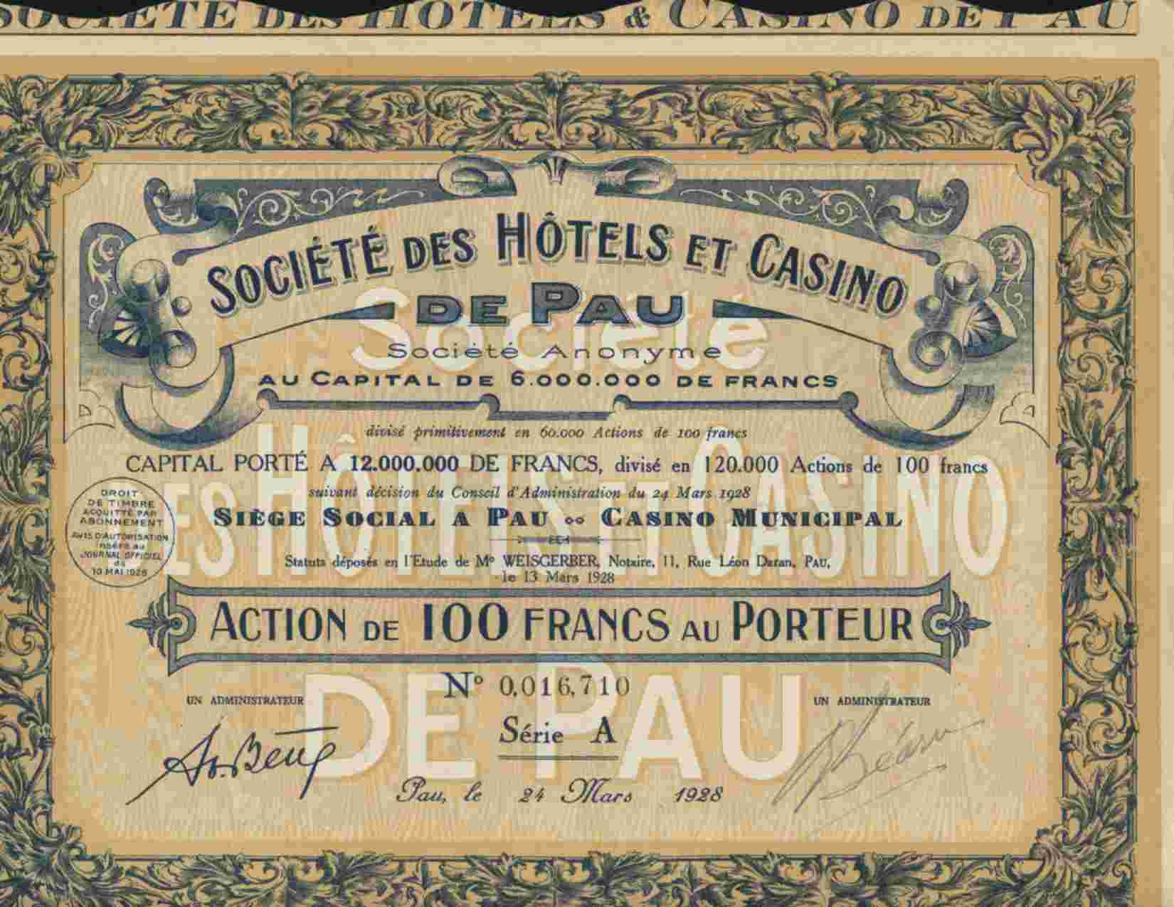 DECO : STE DES HOTELS ET CASINO DE PAU - Casino'