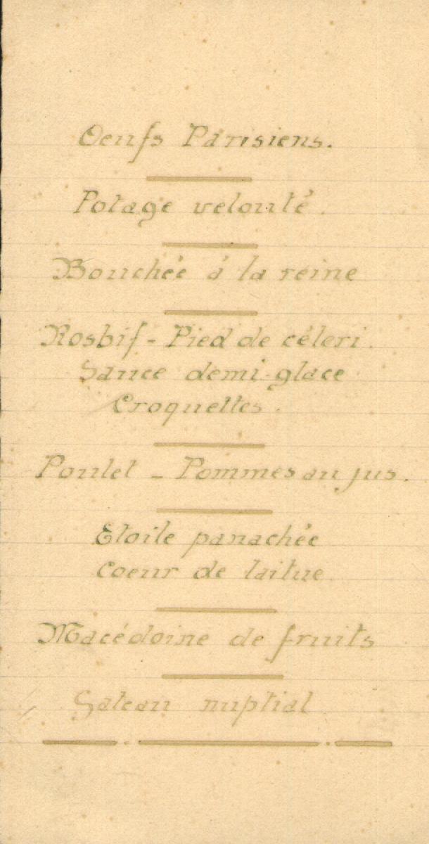 Menu Du 5 Mars 1932 - Menú