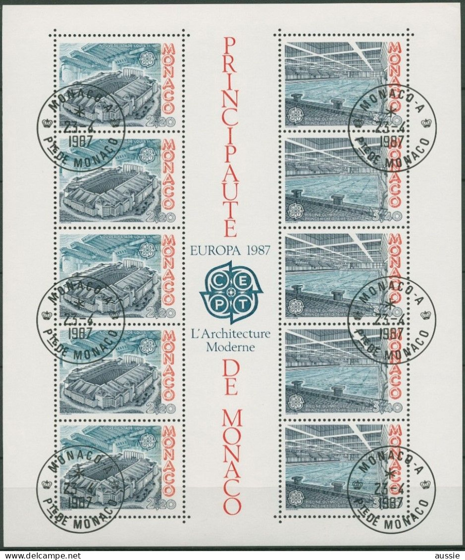 Monaco Cept 1987 Yvertnr. Bloc 37 (°) Oblitéré Used Cote 17 € Architecture Moderne - 1987