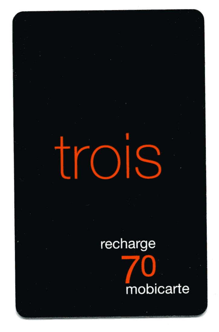 Trois - Recharge 70 Mobicarte - Mobicartes