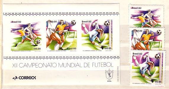BRASIL   FOOTBALL WF-SPANIEN 82  3v.+S/S-MNH - 1982 – Espagne