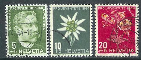 SWITZERLAND 1943 PRO JUVENTUTE Used 424-426 Not Complete # 1529 - Used Stamps