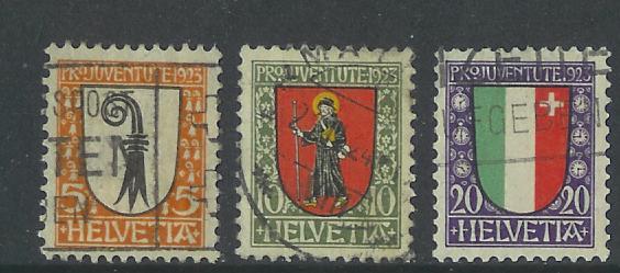 SWITZERLAND 1923 PRO JUVENTUTE Used 185-187 Not Complete # 1505 - Used Stamps