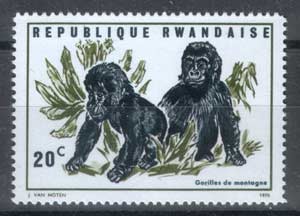 Timbres Du Rwanda Thema Faune Tp ** De 1970 Thema Faune "Gorilles De Montagne" Superbe - Apen