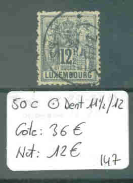 LUXEMBOURG  No Michel 50C ( Oblitéré ).dentelure 11 1/2 - 12.  Cote : 36 € - 1882 Allegorie