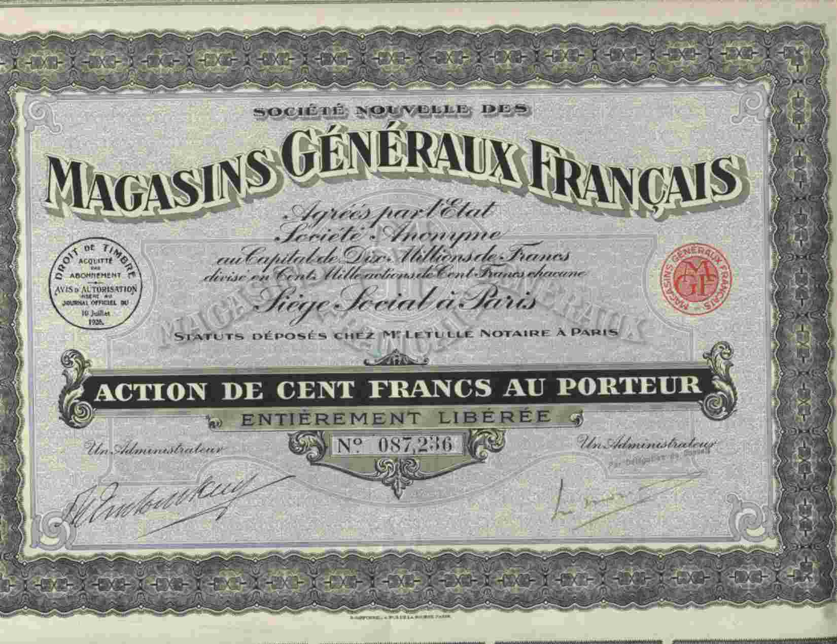 MAGASINS GNERAUX FRANCAIS - Other & Unclassified