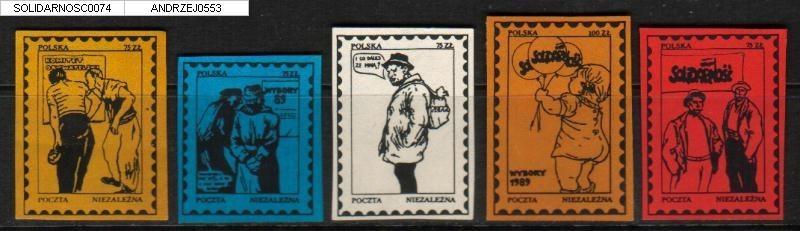 POLAND SOLIDARNOSC 1989 ELECTIONS  SET OF 5 (SOLID0074) - Vignettes Solidarnosc