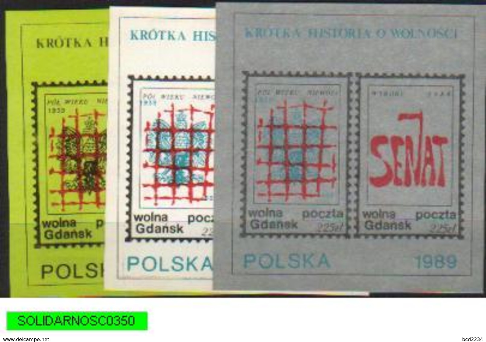 POLAND SOLIDARNOSC SOLIDARITY 1989 SHORT HISTORY OF FREEDOM HALF CENTURY IN CAPTIVITY NOW WE HAVE ELECTIONS SET OF 3 MS - Solidarnosc Labels