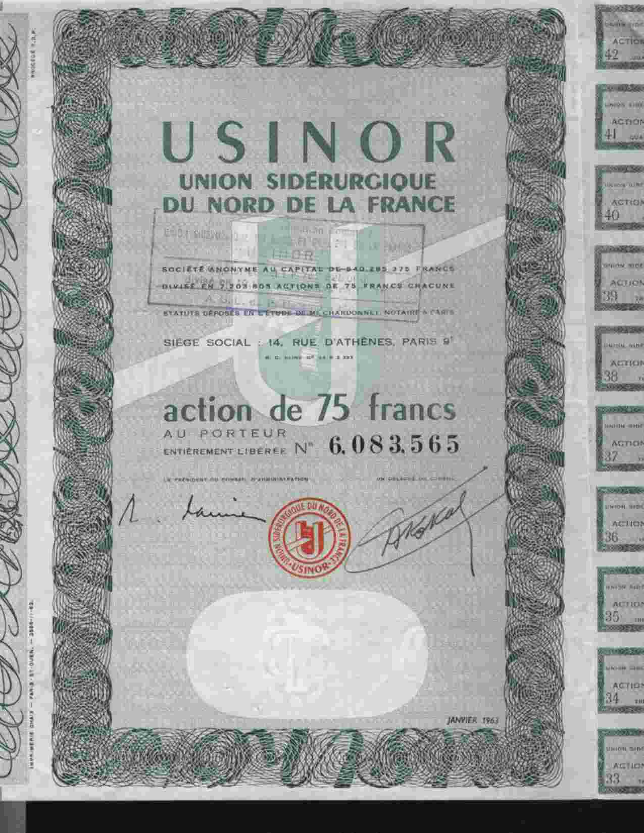 USINOR ( UNION SIDERURGIQUE DU NORD & DE L'EST DE LA FRANCE) - Industrial