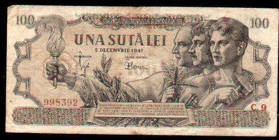 Romania RARE Billete De UNA SUTA LEI 5 Decembrie 1947 G. - Rumänien