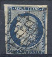 Lot N°2750  N°4a Bleu Foncé, Oblit Grille De 1849, Coté 60 Euros - 1849-1850 Cérès