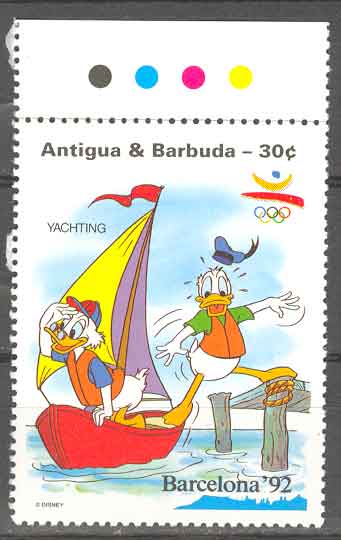 Antigua & Barbuda. Disney. Jeux Olympiques Barcelone 1992. Voile. - Voile