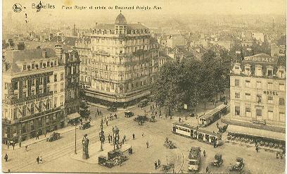 Bruxelles Brussel Place Rogier Et Entrée Du Boulevard Adolphe Max - Transport Urbain En Surface