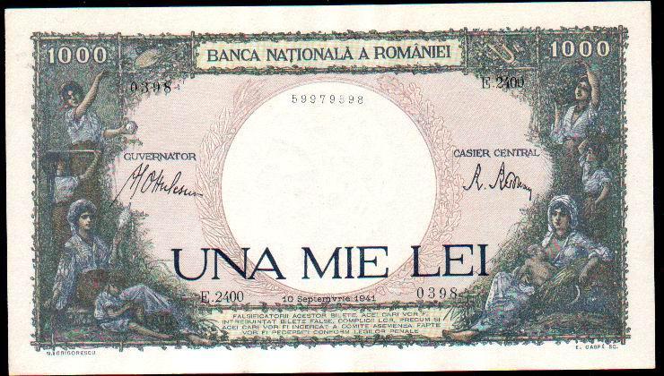 Romania Billete De"UNA MIE LEI" Issue 10.09.1941.UNC. - Roumanie