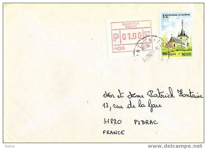 Belgique : Lettre Pour La France Affranchissement TP Et Vignette De Distribureur Du 30-10-1989. Superbe ! - Andere & Zonder Classificatie