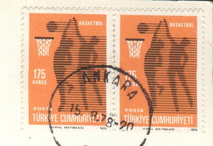 Joueurs De Basket Sur Paire De Timbres De Turquie - Baloncesto