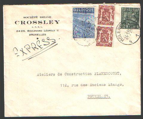 715(2)+768+771 Op EXPRES-brief, Cirkelstempel MOLENBEEK Op 24/1/50 - 1948 Export