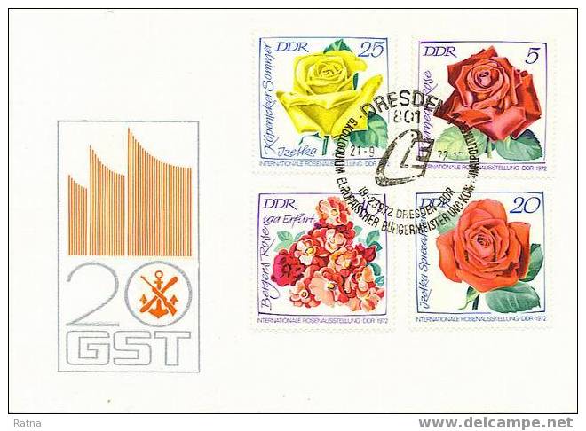 Allemagne DDR :  Serie Roses Sur Lettre Entière. Superbe ! - Roses