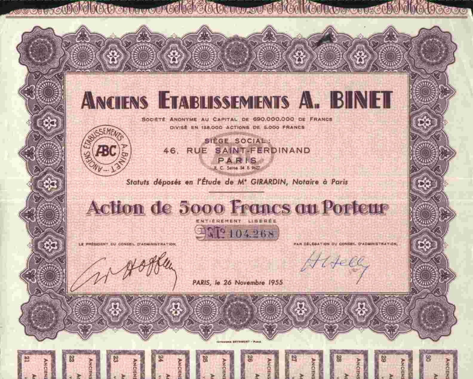 ANCIENS ETABLISSEMENTS A. BINET - Autres & Non Classés